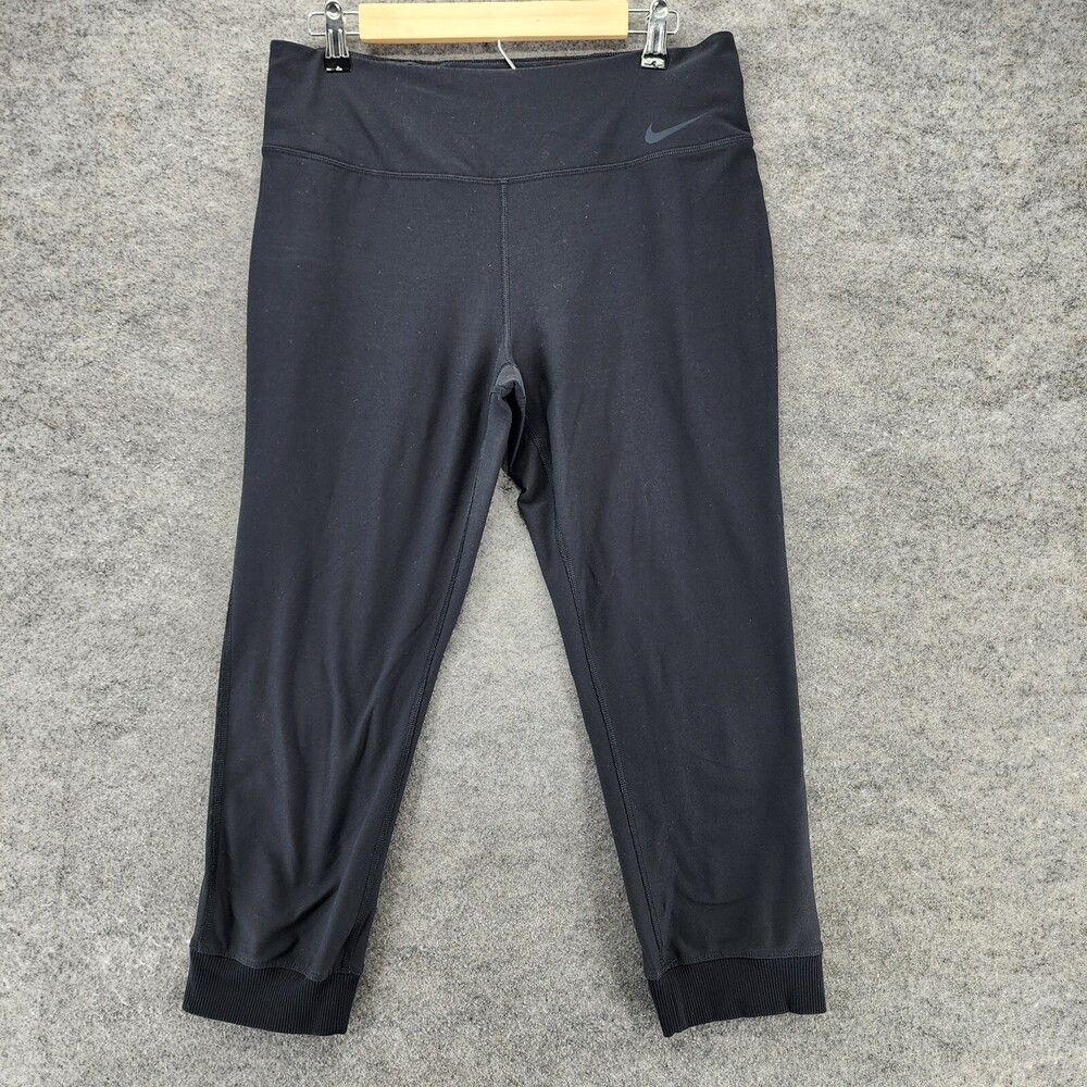 Nike Pants Womens Large Dri Fit Capri Black Pull On